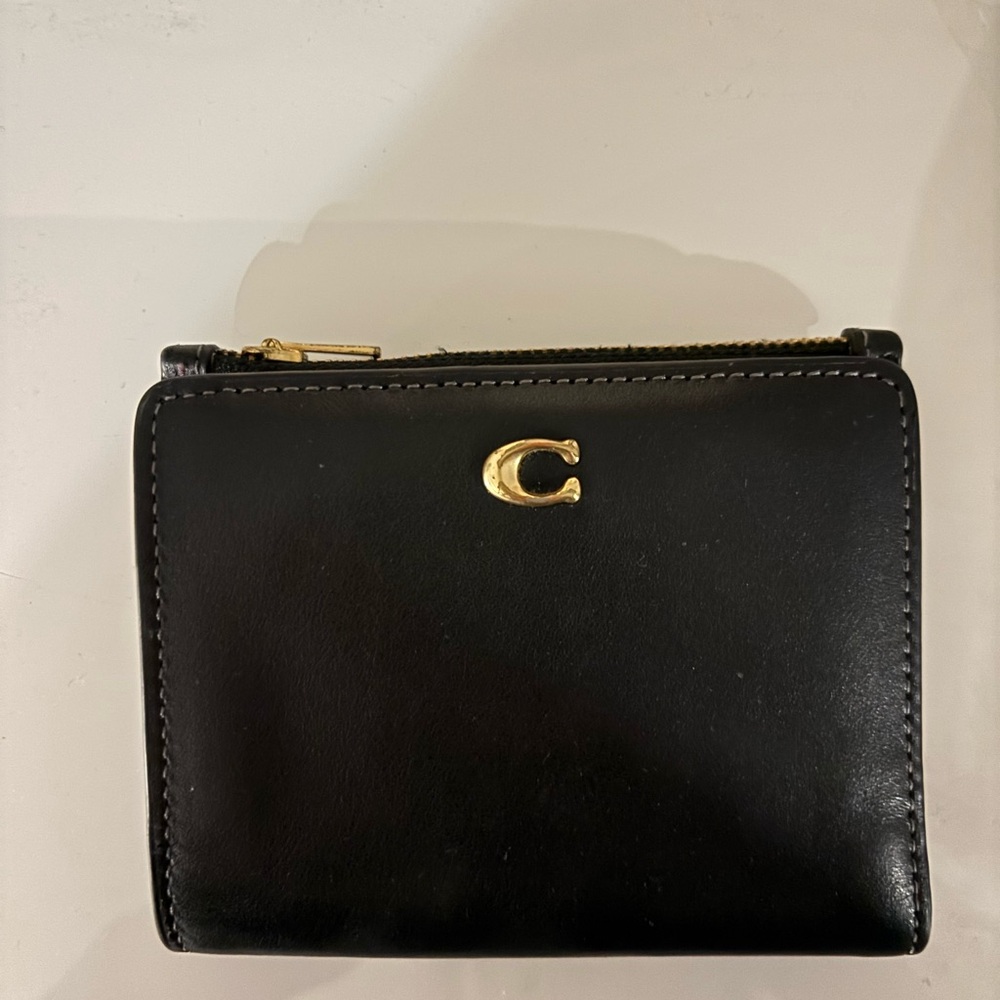Coach Black Wallet with Gold C Logo